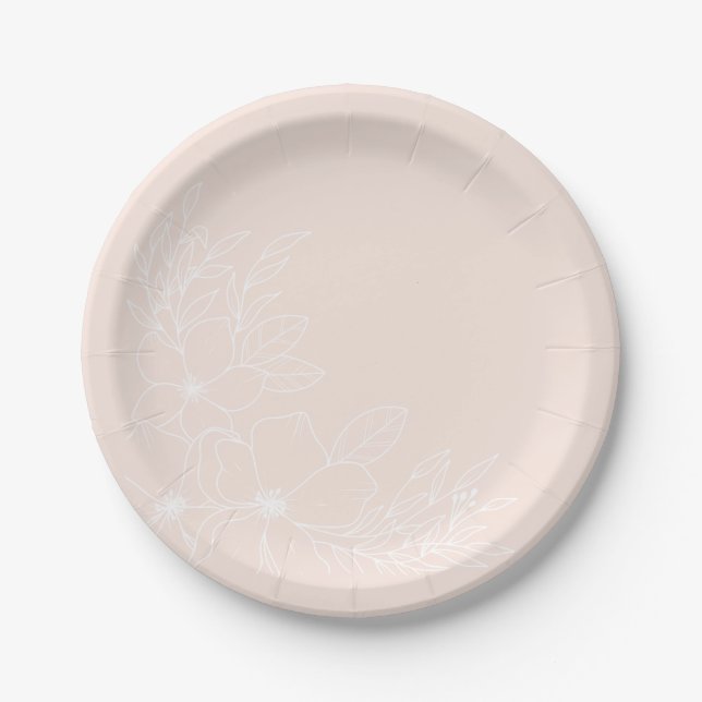 Pastel Pink and White Floral Plate (Front)