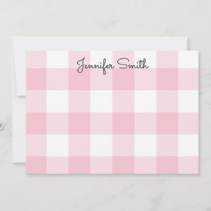 Pastel Pink and White Gingham Check Card
