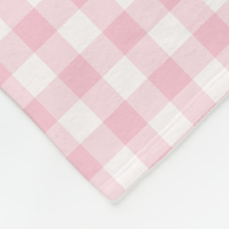 Pastel Pink and White Gingham Checked Pattern Fleece Blanket