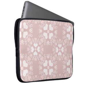 Pastel Pink and White Hearts Electronics Sleeves
