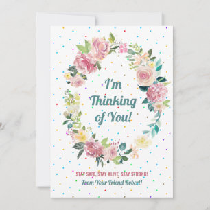 Pastel pink and white roses wreath holiday card