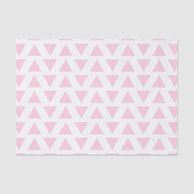 Pastel Pink and White Triangles Pattern Tissue Paper (Front)