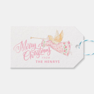 Pastel Pink Angel Nativity Gift Tags