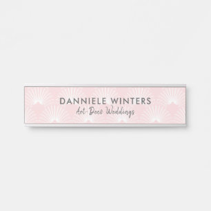 Pastel pink art-deco seamless pattern door sign