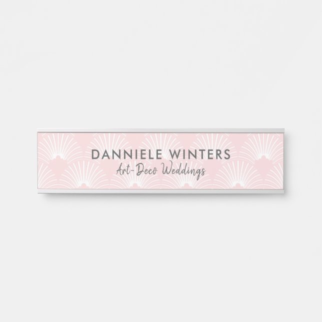 Pastel pink art-deco seamless pattern door sign (Front)