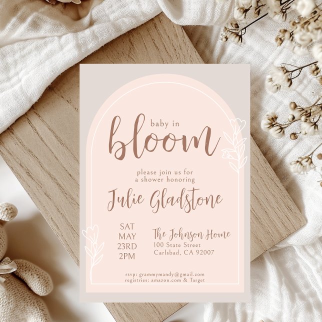 Pastel Pink Baby In Bloom Shower Invitation (Creator Uploaded)