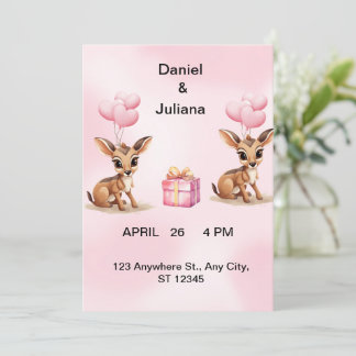 Pastel Pink Balloons Wedding Invitation Template, 