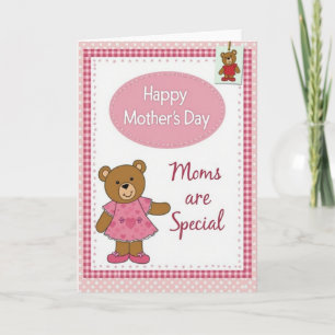Pastel Pink Bear Love Card