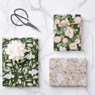 Pastel Pink Black Rose Orchid Flower Wrapping Paper Sheet