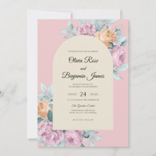 Pastel Pink Bloom Wedding Invitation