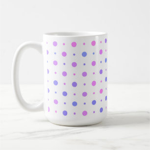 pastel pink, blue and purple polka dots coffee mug
