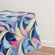 Pastel Pink, Blue And Yellow Leafy Swirl