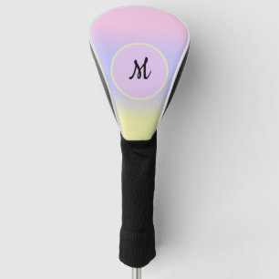 Pastel Pink Blue and Yellow w/Monogram Golf Head Cover