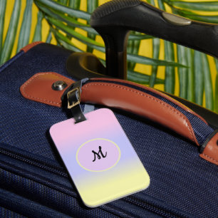 Pastel Pink Blue and Yellow w/Monogram Luggage Tag