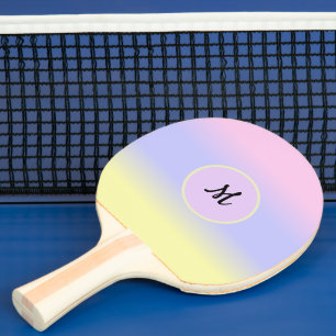Pastel Pink Blue and Yellow w/Monogram Ping Pong Paddle