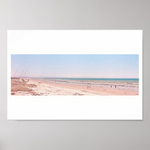Pastel Pink Blue Beach Ocean Sea Walking Poster