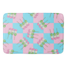 Pastel Pink Blue Chequered Dango Bath Mat