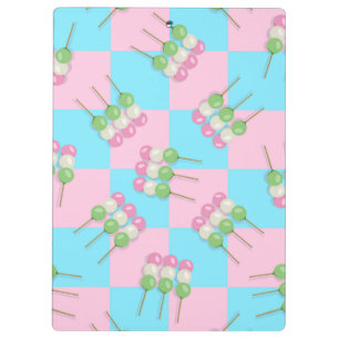 Pastel Pink Blue Chequered Dango Clipboard