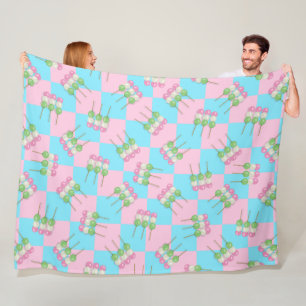 Pastel Pink Blue Chequered Dango Fleece Blanket