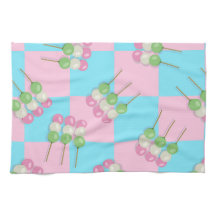 Pastel Pink Blue Chequered Dango Kitchen Towels