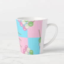 Pastel Pink Blue Chequered Dango Latte Mug