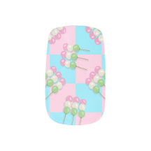 Pastel Pink Blue Chequered Dango Nail Art Decals