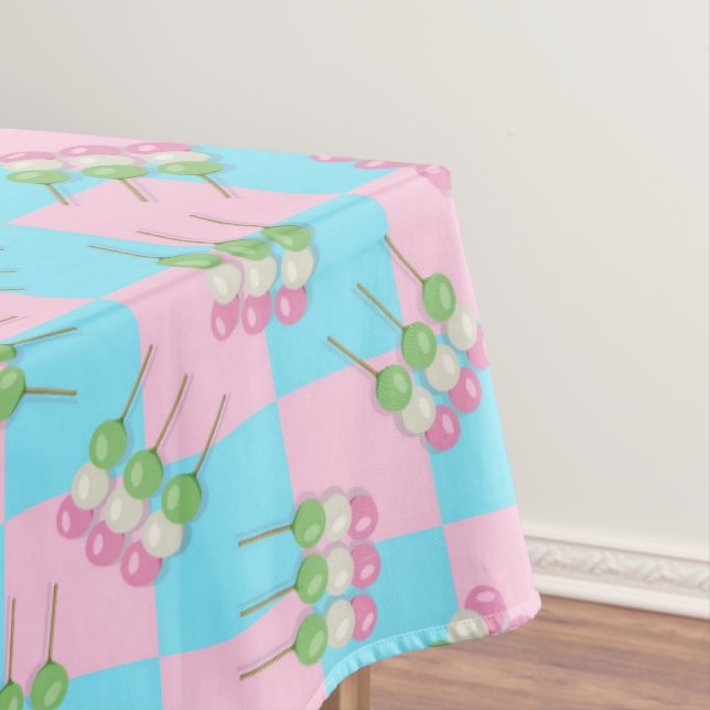 Pastel Pink Blue Chequered Dango Tablecloth (In Situ)