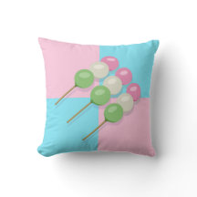 Pastel Pink Blue Chequered Dango Throw Pillow
