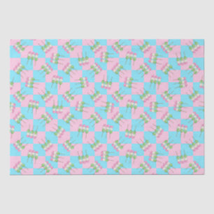 Pastel Pink Blue Chequered Dango Tissue Paper