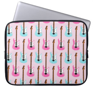 PASTEL PINK & BLUE ELECTRIC GUITARS LAPTOP SLEEVE