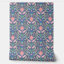 Pastel Pink Blue Floral Art Nouveau