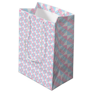 Pastel Pink & Blue Geometric Stripes Gift Bag
