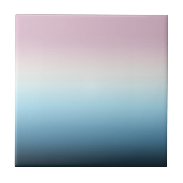 Pastel Pink & Blue Gradient Indigo Rose Ombre Ceramic Tile (Front)