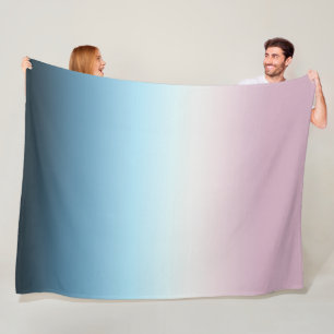 Pastel Pink & Blue Gradient Indigo Rose Ombre Fleece Blanket