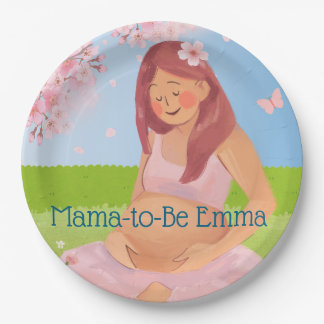 Pastel Pink Blue Green Mama-to-Be Baby Shower Paper Plate