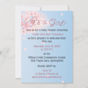 Pastel Pink Blue Green Pregnant Baby Girl Shower Invitation