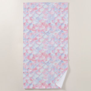 PASTEL PINK BLUE MERMAID BEACH TOWEL