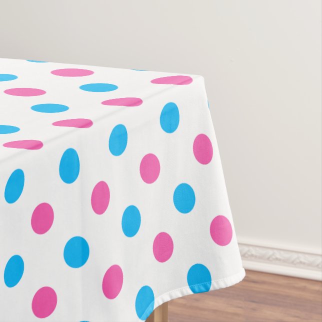 Pastel Pink Blue Polka Dot Pattern Tablecloth (In Situ)