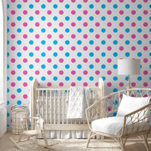 Pastel Pink Blue Polka Dot Pattern Wallpaper