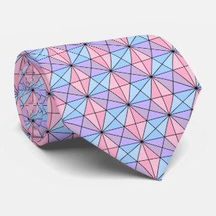 Pastel pink blue purple colours geometric pattern tie
