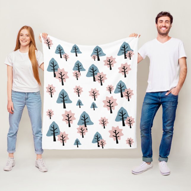 Pastel Pink Blue Tree Cookie Bell Star Christmas  Fleece Blanket (In Situ)