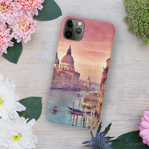 Pastel Pink Blue Venice Canal Grande Watercolor iPhone XS Max Case