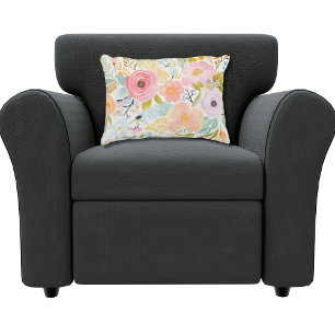 Pastel Pink Blue Watercolor Floral Botanical Decorative Cushion