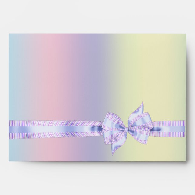 Pastel Pink, Blue, Yellow and Purple Bow Envelopes (Front)
