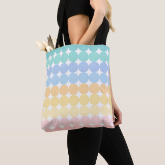 PASTEL PINK BLUE YELLOW GREEN CIRCLES TOTE BAG