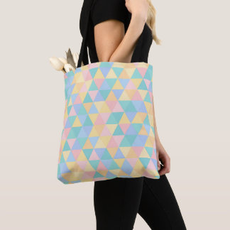 PASTEL PINK BLUE YELLOW GREEN GEOMETRIC SHAPES TOTE BAG
