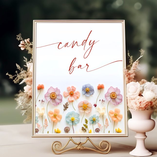 Pastel Pink Blush Bohemian Wildflowers Candy Bar Poster (Creator Uploaded)