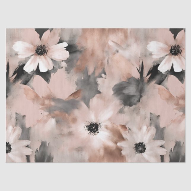 Pastel Pink Blush Daisy Floral Tissue Paper (Front)