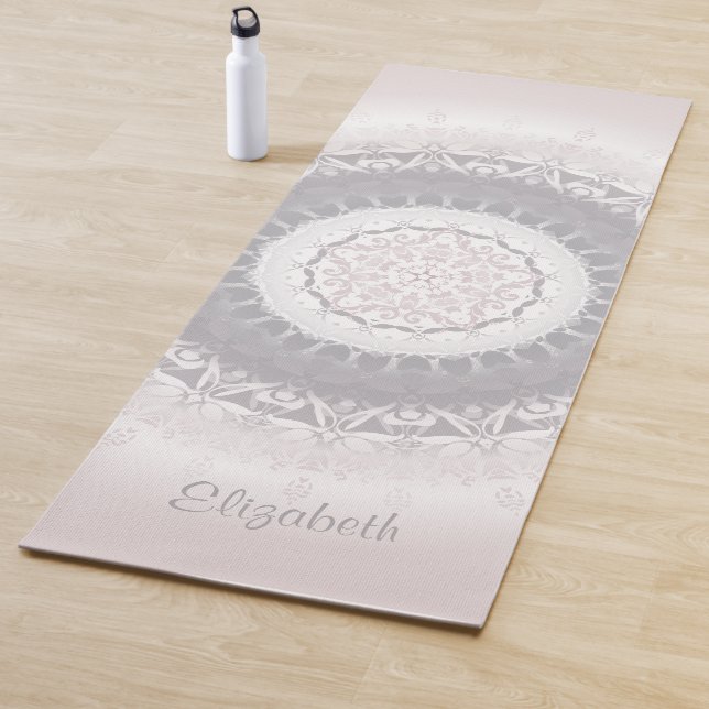 Pastel Pink Blush Mandala Monogram Yoga Mat (In Situ)
