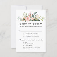 Pastel Pink Blush Rose Floral Botanical Wedding